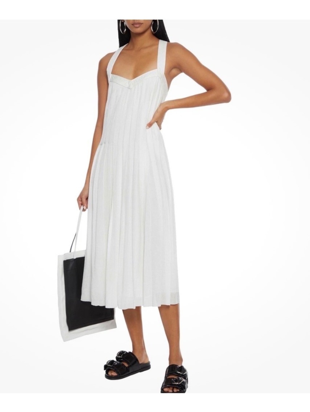 Rag & Bone White Sabine Pleated Chiffon Grecian Midi Dress Size 8